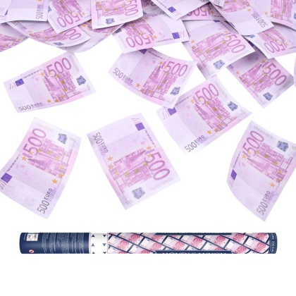 TUBA ZE STRZELAJĄCYM KONFETTI 500 EURO 60cm KONFETTI PIENIĄDZE