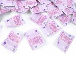 TUBA ZE STRZELAJĄCYM KONFETTI 500 EURO 60cm KONFETTI PIENIĄDZE
