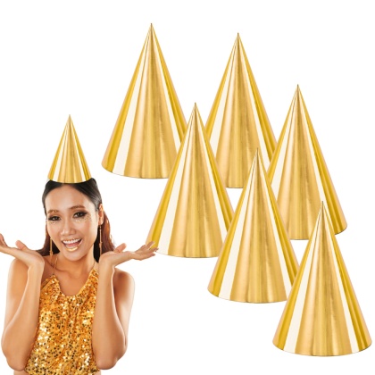 PAPIEROWE CZAPECZKI ZŁOTE 6sztuk CZAPECZKI URODZINOWE