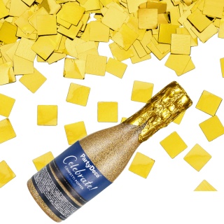 TUBA ZE STRZELAJĄCYM KONFETTI 20cm SZAMPAN ZE ZŁOTYM KONFETTI