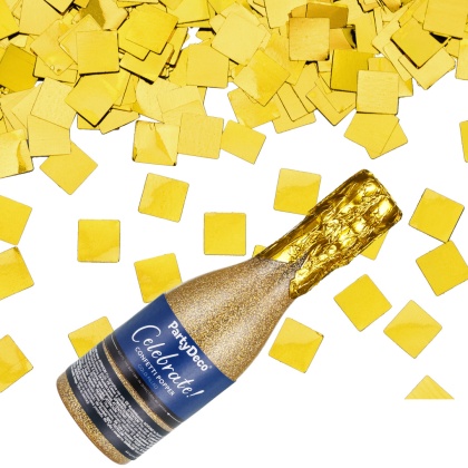 TUBA ZE STRZELAJĄCYM KONFETTI 20cm SZAMPAN ZE ZŁOTYM KONFETTI