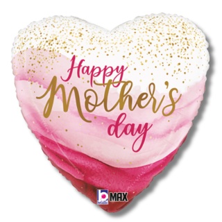 BALON NA DZIEŃ MAMY 46cm RÓŻOWE SERCE HAPPY MOTHER'S DAY