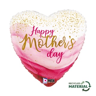 BALON NA DZIEŃ MAMY 46cm RÓŻOWE SERCE HAPPY MOTHER'S DAY