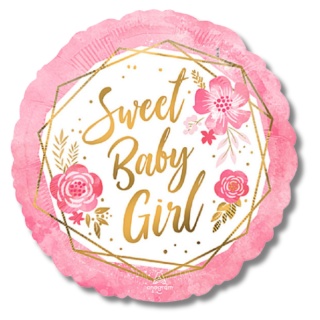 BALON FOLIOWY SWEET BABY GIRL 43cm BABY SHOWER DZIEWCZYNKA