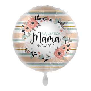 BALON NA DZIEŃ MAMY KWIATY 43cm NAJLEPSZA MAMA NA ŚWIECIE