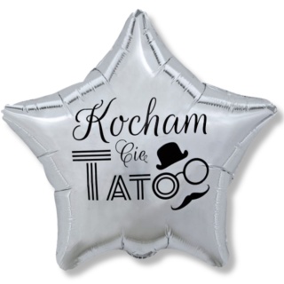BALON NA DZIEŃ TATY 44cm SREBRNA GWIAZDA KOCHAM CIĘ TATO