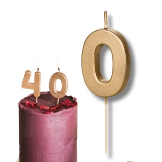 ZŁOTA ŚWIECZKA URODZINOWA CYFERKA 0 ELEGANCKA ŚWIECZKA 4,5cm