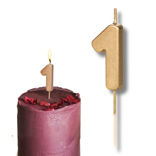 ZŁOTA ŚWIECZKA URODZINOWA CYFERKA 1 ELEGANCKA ŚWIECZKA 4,5cm