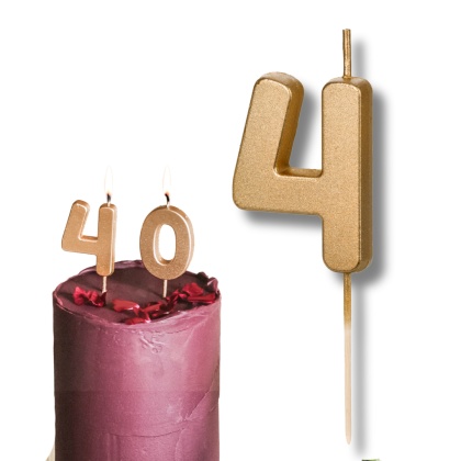 ZŁOTA ŚWIECZKA URODZINOWA CYFERKA 4 ELEGANCKA ŚWIECZKA 4,5cm