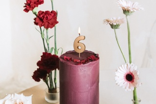 ZŁOTA ŚWIECZKA URODZINOWA CYFERKA 6 ELEGANCKA ŚWIECZKA 4,5cm