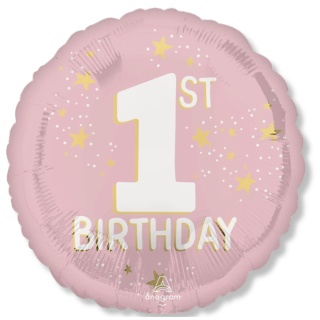 BALON NA PIERWSZE URODZINY DZIEWCZYNKI 45cm 1st BIRTHDAY PINK