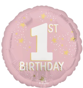 BALON NA PIERWSZE URODZINY DZIEWCZYNKI 45cm 1st BIRTHDAY PINK