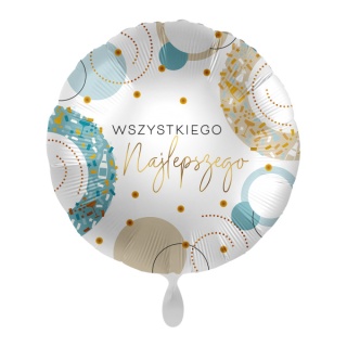BALON URODZINOWY WSZYSTKIEGO NAJLEPSZEGO 43cm NIEBIESKO-ZŁOTY
