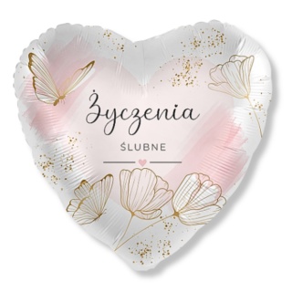 BALON SERCE ŻYCZENIA ŚLUBNE 43cm BALON ŚLUBNY DODATEK DO PREZENTU