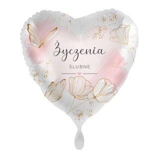 BALON SERCE ŻYCZENIA ŚLUBNE 43cm BALON ŚLUBNY DODATEK DO PREZENTU