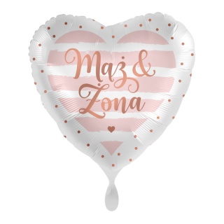 BALON SERCE MĄŻ I ŻONA 43cm BALON ŚLUBNY DODATEK DO PREZENTU