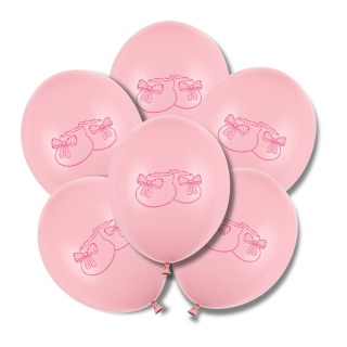 BALONY RÓŻOWE Z BUCIKIEM 30cm 6sztuk BALONY NA CHRZEST NARODZINY