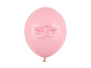 BALONY RÓŻOWE Z BUCIKIEM 30cm 6sztuk BALONY NA CHRZEST NARODZINY