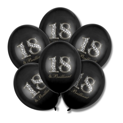BALONY NA 18 URODZINY BRILLIANT 30cm 6sztuk BALONY Z 18