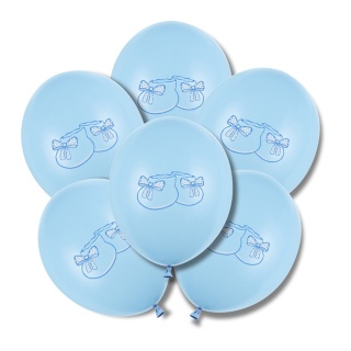 BALONY NIEBIESKIE Z BUCIKIEM 30cm 6sztuk BALONY NA CHRZEST NARODZINY