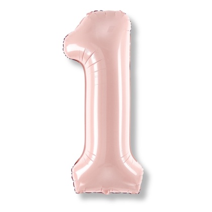 FOLIOWY BALON CYFRA 1 JASNY RÓŻOWY 72cm URODZINY HEL/POWIETRZE
