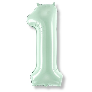 FOLIOWY BALON CYFRA 1 JASNY ZIELONY 72cm URODZINY HEL/POWIETRZE