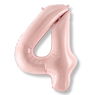 FOLIOWY BALON CYFRA 4 JASNY RÓŻOWY 72cm URODZINY HEL/POWIETRZE