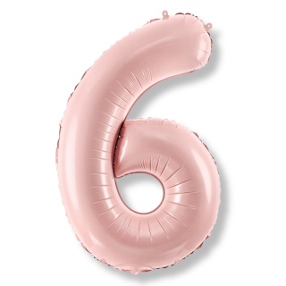 FOLIOWY BALON CYFRA 6 JASNY RÓŻOWY 72cm URODZINY HEL/POWIETRZE