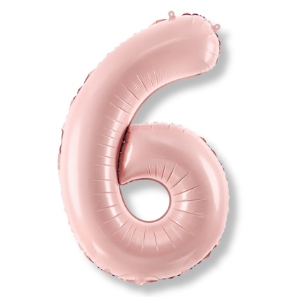 FOLIOWY BALON CYFRA 6 JASNY RÓŻOWY 72cm URODZINY HEL/POWIETRZE