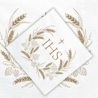 SERWETKI BIAŁE KOMUNIJNE IHS 33x33cm TRÓJWARSTWOWE 12szt.
