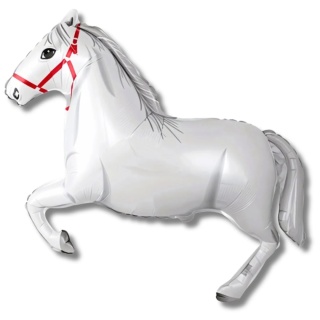 BALON FOLIOWY SREBRZYSTY BIAŁY KOŃ 107cm HORSE PARTY