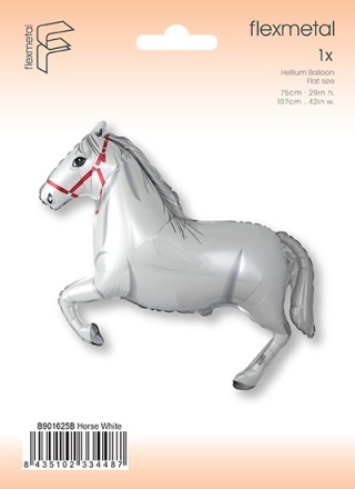 BALON FOLIOWY SREBRZYSTY BIAŁY KOŃ 107cm HORSE PARTY