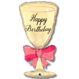 BALON KIELISZEK URODZINOWY 74cm BALON HAPPY BIRTHDAY KIELISZEK TOAST
