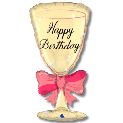 BALON KIELISZEK URODZINOWY 74cm BALON HAPPY BIRTHDAY KIELISZEK TOAST