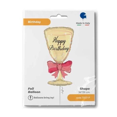 BALON KIELISZEK URODZINOWY 74cm BALON HAPPY BIRTHDAY KIELISZEK TOAST