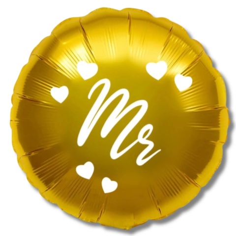 BALON ŚLUBNY MR ZŁOTY 45cm PAN MŁODY