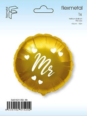 BALON ŚLUBNY MR ZŁOTY 45cm PAN MŁODY