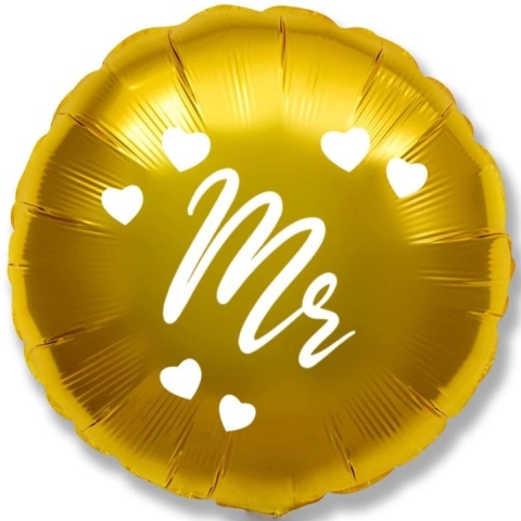 BALON ŚLUBNY MR ZŁOTY 45cm PAN MŁODY