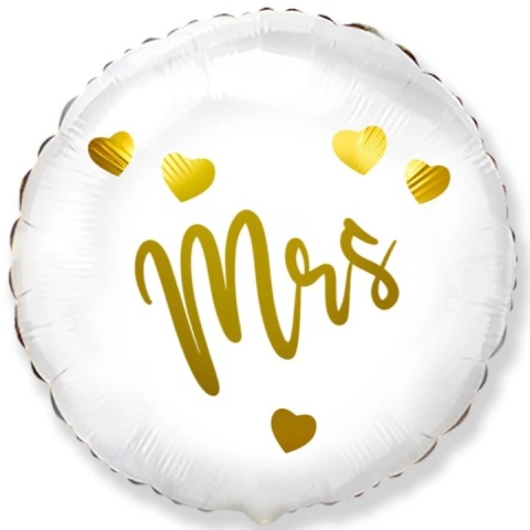 BALON ŚLUBNY MRS BIAŁY 45cm PANI MŁODA