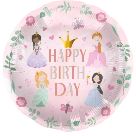 BALON URODZINOWY KSIĘŻNICZKI 45cm BALON HAPPY BIRTHDAY