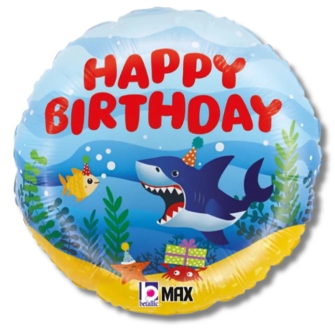 BALON URODZINOWY PODMORSKI ŚWIAT 45cm BALON Z REKINEM HAPPY BIRTHDAY