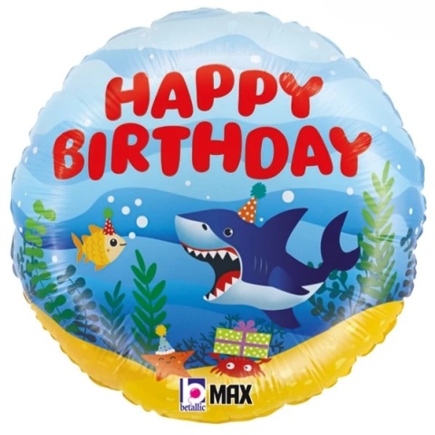 BALON URODZINOWY PODMORSKI ŚWIAT 45cm BALON Z REKINEM HAPPY BIRTHDAY