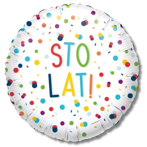 BALON URODZINOWY STO LAT W KROPKI 43cm BALON Z NAPISEM STO LAT