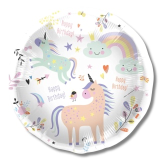 BALON URODZINOWY TĘCZOWE JEDNOROŻCE 45cm BALON HAPPY BIRTHDAY