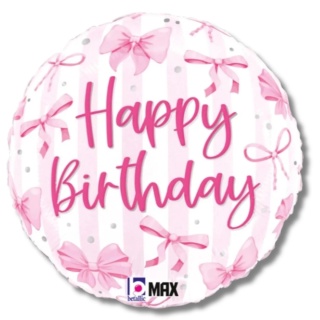 BALON URODZINOWY W KOKARDKI 45cm BALON RÓŻOWY KOKARDY