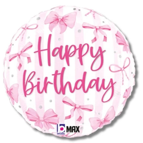 BALON URODZINOWY W KOKARDKI 45cm BALON RÓŻOWY KOKARDY