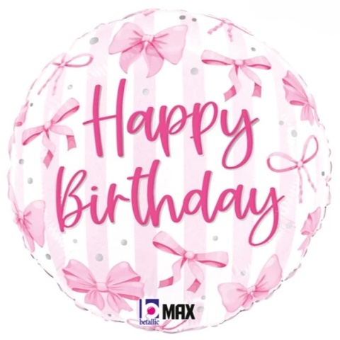 BALON URODZINOWY W KOKARDKI 45cm BALON RÓŻOWY KOKARDY