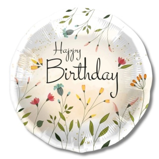 BALON URODZINOWY W POLNE KWIATY 45cm BALON HAPPY BIRTHDAY