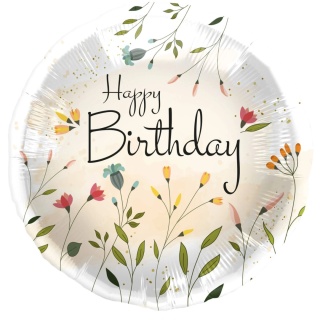 BALON URODZINOWY W POLNE KWIATY 45cm BALON HAPPY BIRTHDAY
