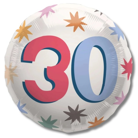 BALON URODZINOWY Z LICZBĄ 30 45cm BALON NA 30 URODZINY